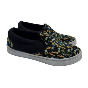 Blue 3 Multicolor Slip On Shoes Kids Lightning Bolt Print Sneakers